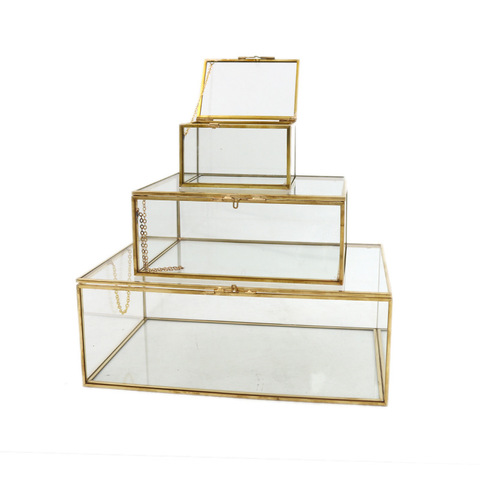 Nordic Jewelry Box Glass Storage Box Retro Style Dressing Table Tissue Box Finishing Collection Nail Shop Display Cover ► Photo 1/5