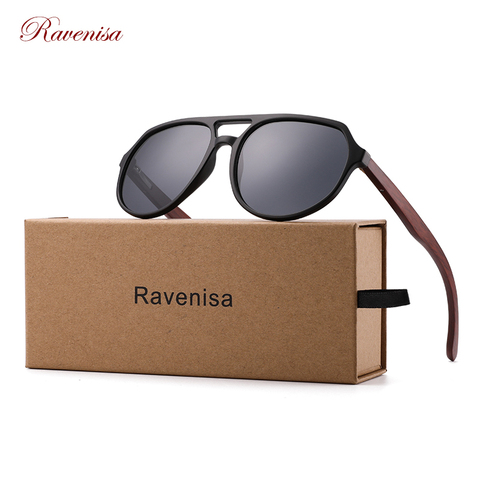 Ravenisa Wood Sunglasses Women UV400 Polarized Pilot Plastic Frame  Sun Glasses fishing Driving Sunglasses ► Photo 1/6