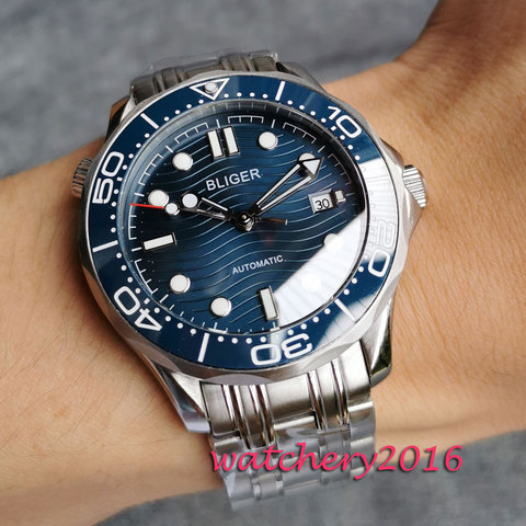 41mm bliger sapphire glass see through back ceramic bezel NH35 Automatic Movement Mens Watch ► Photo 1/6