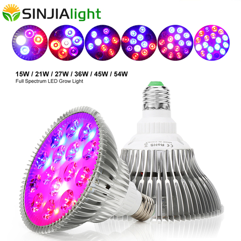 6W 15W 21W 27W 36W 45W 54W LED Grow Light Full Spectrum Phyto Lamp LED Bulbs For Plants Garden Flowers Seeds Growth Grow Box E27 ► Photo 1/6