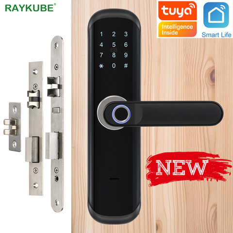 RAYKUBE Fingerprint Lock Wifi Tuya Smartlife APP IC Card Digital Code Electronic Door Lock Home Security Mortise Lock X3 ► Photo 1/6