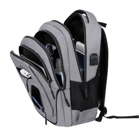 Big Capacity Men Backpack Laptop 15.6 Oxford Gray Solid High School Bags Teen College Student Back Pack Multifunctional Bagpack ► Photo 1/6