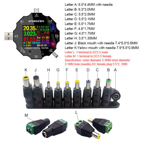 DC5.5 For APP 18 in 1 USB 3.0 tester dc digital voltmeter power bank charger  voltage current ammeter detector meter and kits ► Photo 1/6