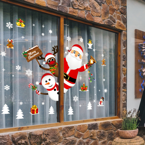 Large Size Merry Christmas Wall Stickers Fashion Santa Claus Window Room Decoration PVC Vinyl New Year Home Decor Removable ► Photo 1/6