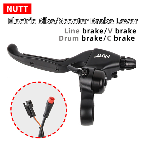 NUTT E-Bike Electric Scooter Bike Brake Lever JULET / Square 2 Pin Magnetic With Bell For Bicycle Line Drum Brakes V / C Brake ► Photo 1/6