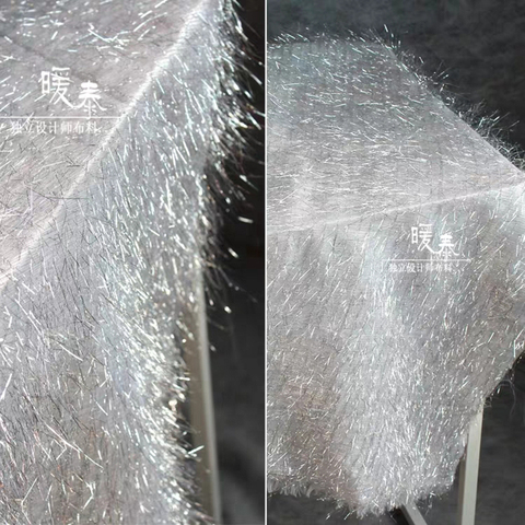 Tassel Embroidered Gauze Fabric Shiny Silver Feather Fringe DIY Decor Patchwork Stage Skirt Wedding Dress Lace Designer Fabric ► Photo 1/5