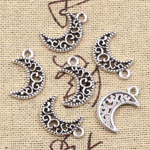 20pcs Charms Lovely Hollow Moon 18x12mm Antique Bronze Silver Color Plated Pendants Making DIY Handmade Tibetan Finding Jewelry ► Photo 1/3