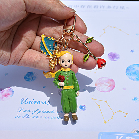 Fashion Cartoon Fairy Tale Little Prince Fox Rose Flower Figure Doll Toy Keychain for Women Bag Charms Pendant Birthday Gift ► Photo 1/6