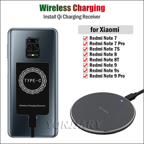 Qi Wireless Charging Receiver for Xiaomi Redmi Note 7 8 8T 9 9S 9 Pro Phone Wireless Charger Pad USB Type-C Charging Adapter ► Photo 1/6