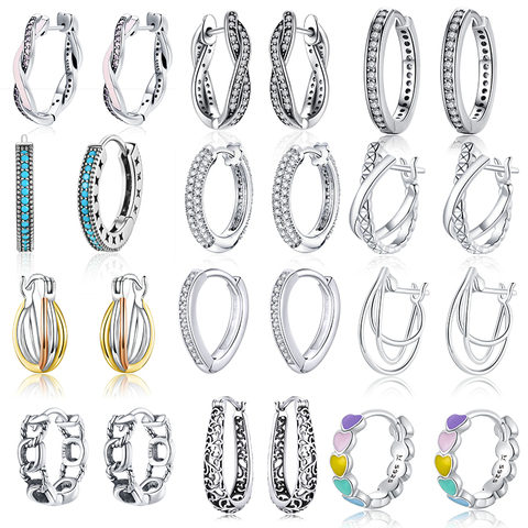 WOSTU HOT SALE 100% 925 Sterling Silver Twist Of Fate Pink Enamel Stud Earrings for Women Fine Jewelry Brincos Gift CQE297 ► Photo 1/6