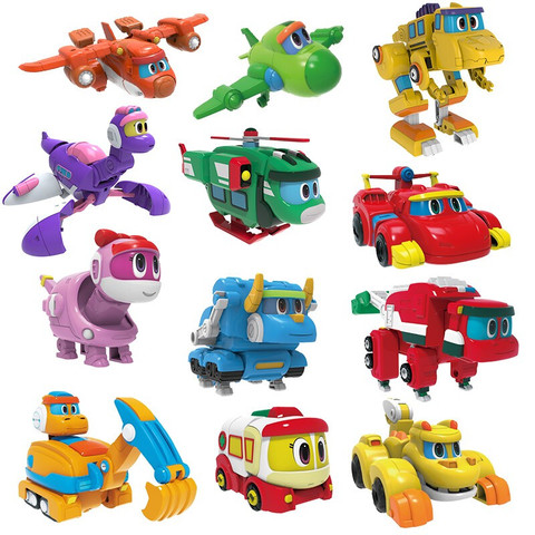 Newest ABS Min Deformation Gogo Dino Action Figures REX Transformation Car Airplane Motorboat Crane Dinosaur toys for Kids ► Photo 1/6