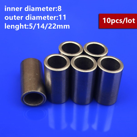 10pcs/lot Inner Diameter 8mm Outer Diameter 11mm Lenght 5/14/22mm Powder Metallurgy Iron Base Bushings Shaft Sleeve ► Photo 1/5