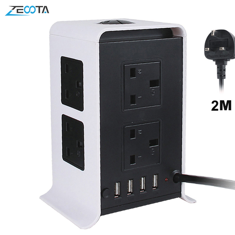 Tower Power Strips Surge Protector Extension Leads 3M/9.8ft Overload Protection with 8 Way Outlets 4 USB Ports for Home Office ► Photo 1/1