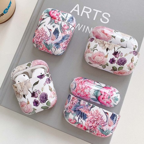 Flowers Earphone Case For AirPods 2 Pro Cases Cute Colorful Vintage Hard PC Smooth Protective Cover for AirPod 2 3 Air Pods Case ► Photo 1/6