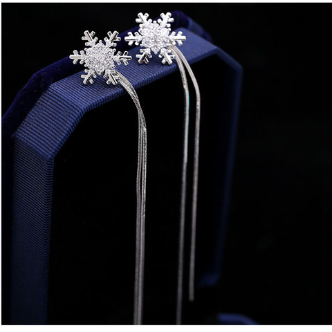 Personality elegant Prevent Allergy snowflake Fashion Stud Earrings High Quality exquisite Long Tassel Earrings Fashion Simple ► Photo 1/6
