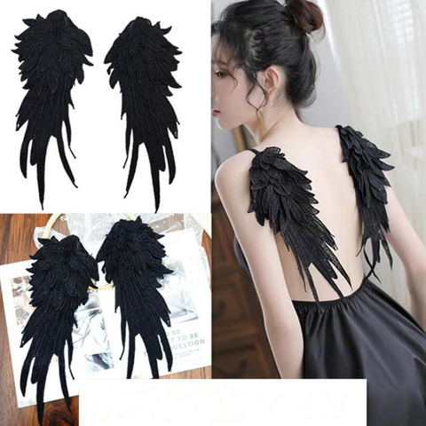 Black White Little Fairy Angel Wings Embroidery Patches Wing Stage Performance Props For Halloween Cosplay Costumes Accessories ► Photo 1/4