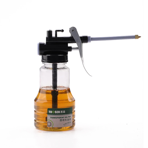 Hardware tool transparent oil can 350ml plastic hose refueling pot High pressure oiler Oil gun ► Photo 1/5