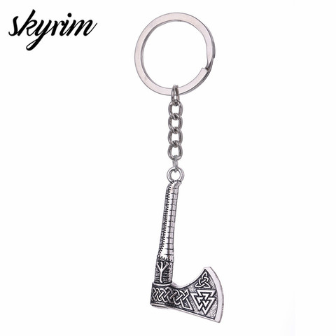 Skyrim 3D Slavic Perun Axe Pendant Key Chain Viking  Thor Hammer Charm Odin's Symbol of Norse Men's keychain For Men Gift ► Photo 1/6