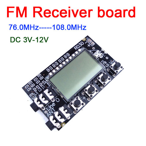 Digital LCD frequency 76MHz--108MHz FM radio module stereo FM receiver board Audio output + antenna dc 3v-12v ► Photo 1/6