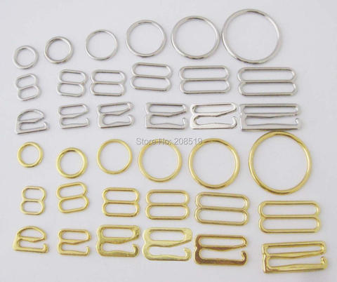 NBNLAA 100pcs silver/gold color plated iron buckles belt adjustable silder/ring/hook shape underwear accessories ► Photo 1/6