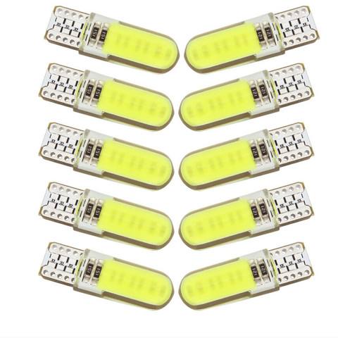 10pcs Silicone Gel COB LED Car Light 12V T10 W5W Wedge Side Parking Reading Bulb Signal Lamp Clearance Door Light 12 SMD chips ► Photo 1/4
