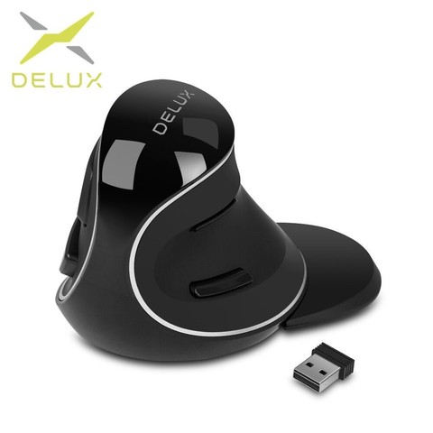 Delux M618 Plus Ergonomic Vertical Wireless Mouse 1600 DPI 6 Function Buttons Optical Mice with Removable Palm Rest For Computer ► Photo 1/6