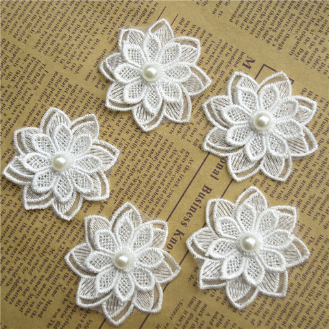 12X Soluble White Polyester Pearl Flower Embroidered Lace Trim Ribbon Fabric Sewing Supplies Craft Decor, DIY Handmade Materials ► Photo 1/5