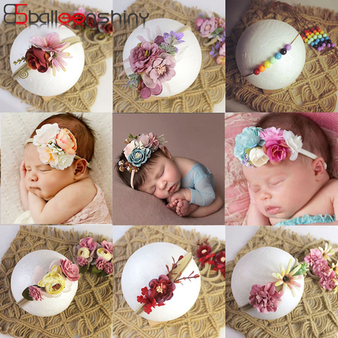 BalleenShiny Princess Flower Headband Newborn Baby Boy Girl Artificial Floral Photography Prop Hair Accessories Infant Headwear ► Photo 1/6
