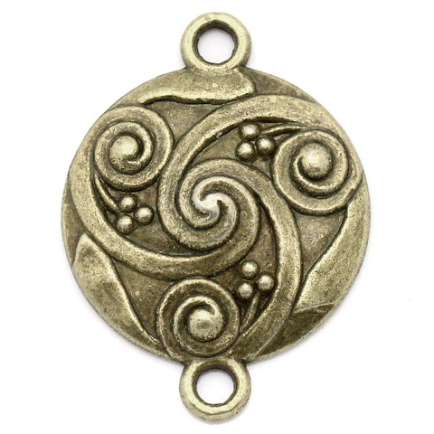 Lovely Connectors Findings Round Antique Bronze Pattern Carved 28x21mm,30PCs (B23536) ► Photo 1/3