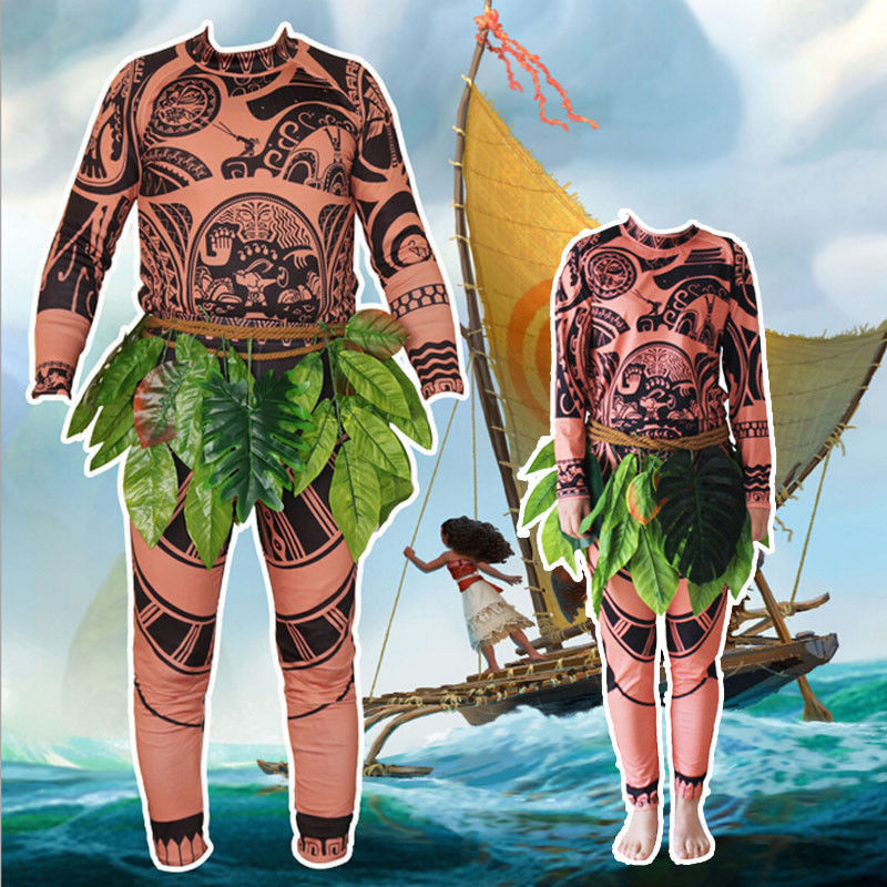 Buy Online Cosplay Costumes Moana Maui Tattoo T Shirt Pants Halloween Party Adult Mens Kids Cosplay Costume Alitools