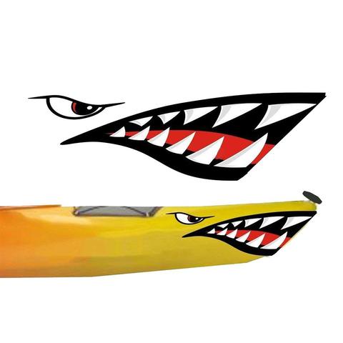 Mounchain 2PCS Waterproof DIY Funny Rowing Kayak Rowing Boat Shark Teeth Accessories Mouth Sticker Vinyl Decal Sticker For Label ► Photo 1/6