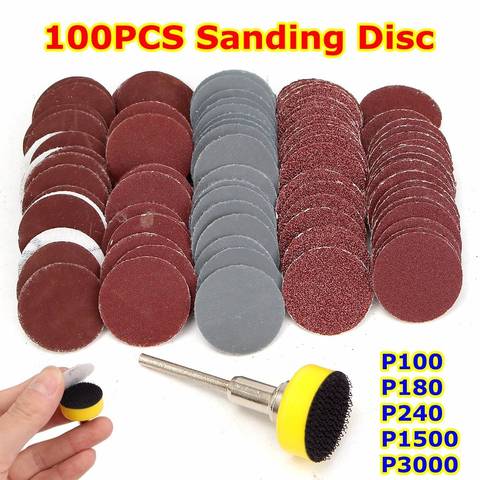 100Pcs 1inch Sanding Disc + Loop Sanding Pad 1inch + 1/8inch Shank Abrasives Hook Loop Backer SandPaper Mixed Set ► Photo 1/6
