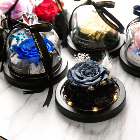 HOT Rose In Flask Beauty And The Beast Eternal rose Red Rose With LED Light In Glass Dome For Wedding Party Mother's Day Gift ► Photo 1/1
