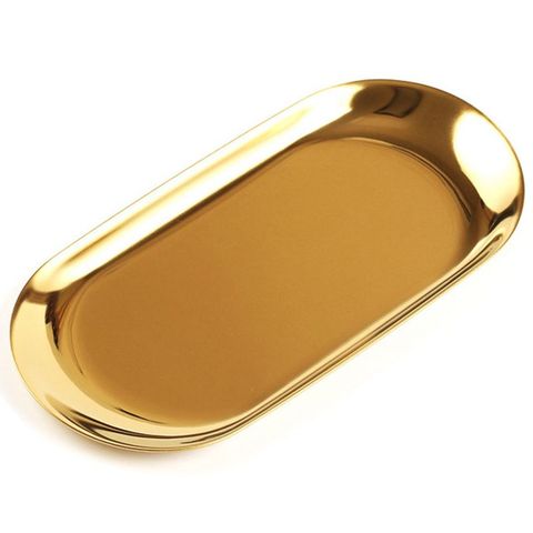 Metal Storage Tray Gold Oval Dotted Fruit Plate Small Items Jewelry Display Tray Mirror ► Photo 1/6