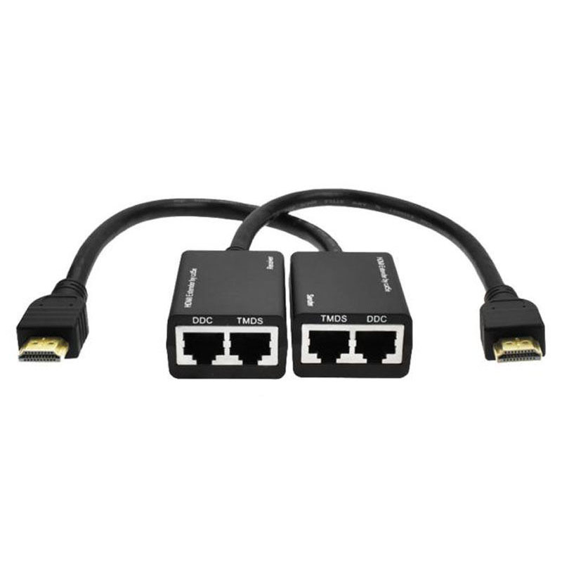 HDMI 1080P 30M Extender Over Ethernet LAN CAT5e CAT6 Network Cable 100Ft Adapter 