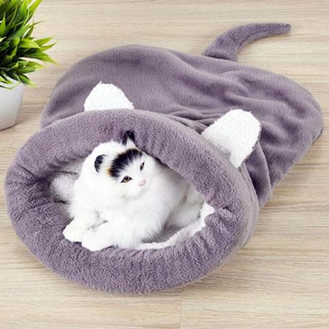 Warm Coral Fleece Cat Sleeping Bag Bed For Puppy Small Dogs Pets Cat Mat Bed Kennel House  Warm Sleeping Bed For Pets ► Photo 1/6