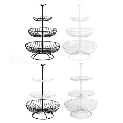 Iron Acrylic 3 Floor Storage Plate Home Room Party Metal Cake Fruit Snack Basket Vintage Style Tray Stand Storage Basket Holder ► Photo 1/6
