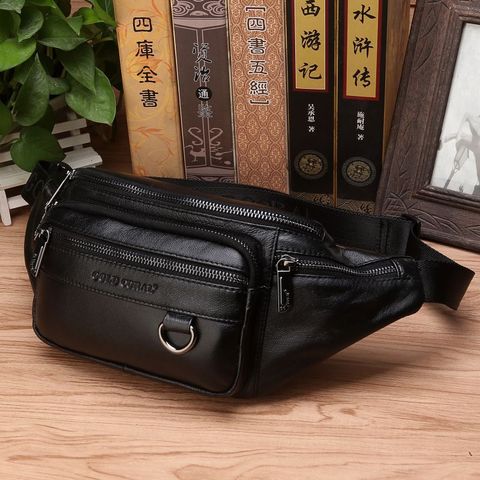 High Quality Real Cowhide Hip Fanny Belt Pack Pouch Single Shoulder Cross Body Bags Men Genuine Leather Bum Waist Chest Bags ► Photo 1/6