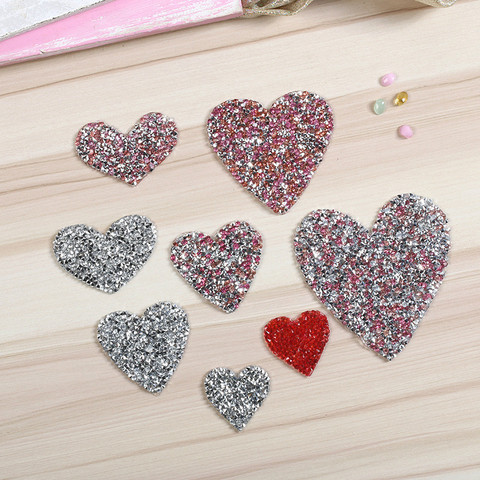 Multiple Sizes Color Crystal Rhinestone Love Heart Patches For Clothing Iron On Clothes Appliques  Stripes Diamond Stickers ► Photo 1/6
