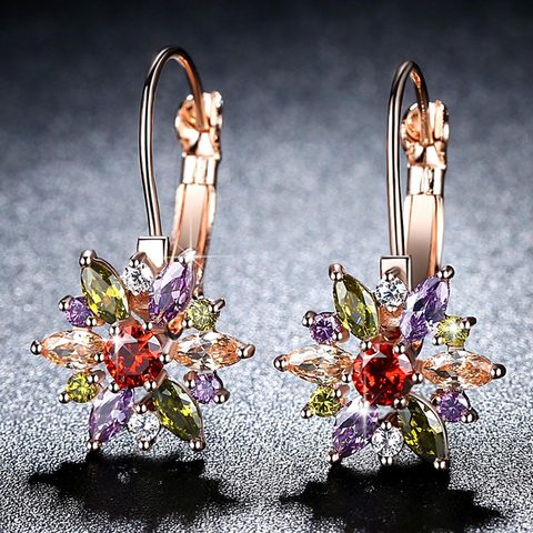 Beiver Brand 4 Color Crystal Flower Stud Earrings For Women 2017 Bijoux Vintage Love Wedding Earring Statement Jewelry ► Photo 1/6
