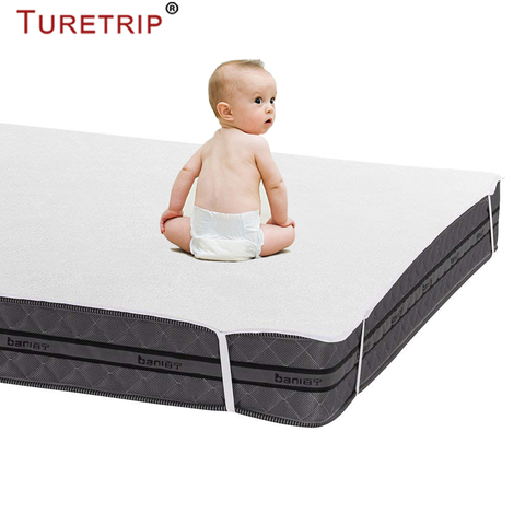 Turetrip Baby Cot Size 70X140CM Terry Waterproof Bed Sheet With Band Anti Slip Waterproof Mattress Pad Cover Bed For Mattress ► Photo 1/6