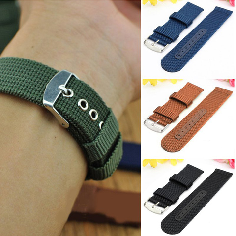 Nylon Mesh Watchbands Fashion Black Brown 20mm 22mm 24mm Womens Mens Sport Watch Band Strap Stainless Steel Buckle Accessories ► Photo 1/6