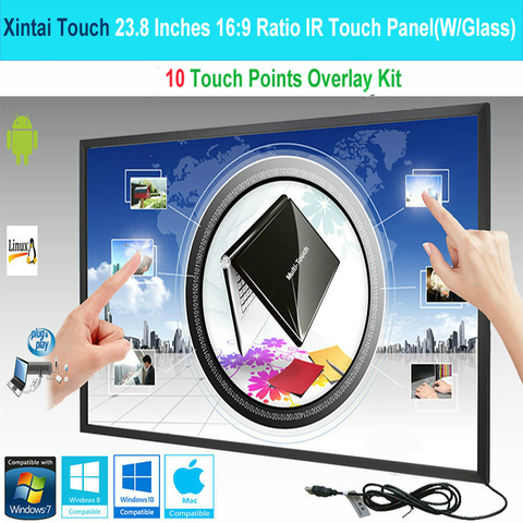 Xintai Touch 23.8 Inches 16:9 Ratio 10 Touch Points IR Touch Screen,Infrared Touch Panel With Glass Plug&Play ► Photo 1/6