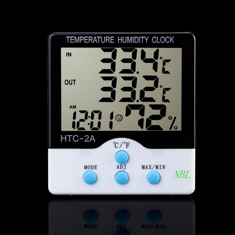 Digital LCD Indoor Outdoor Thermometer Hygrometer Temperature Humidity Meter Thermometer Tester With Clock HTC-2A C/F Switch ► Photo 1/6