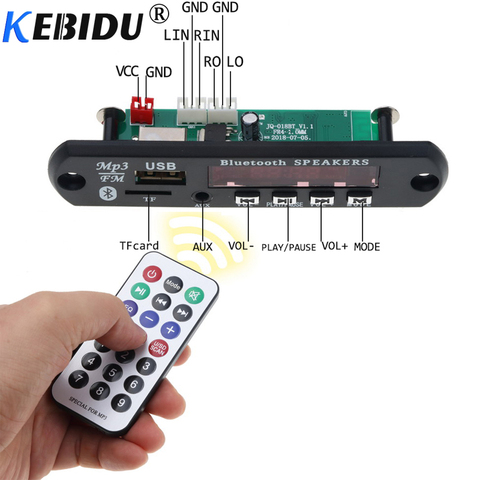 KEBIDU Car USB Bluetooth MP3 WMA Decoder Board Music Audio Module 5V 12V Wireless USB FM Aux Radio Player For Car For Speaker ► Photo 1/6