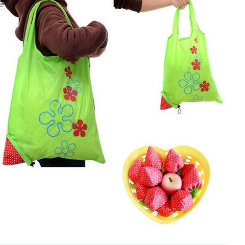 Large Nylon Reusable Folding Strawberry Eco Grocery Bag Retail Shopping Tote Bag Shopping Bags ► Photo 1/6