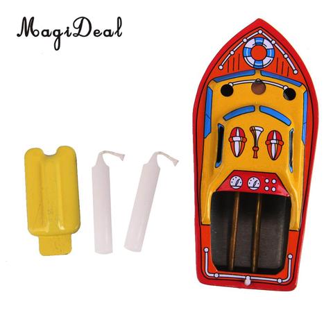 1Pc Classic Iron Candle Powered Steam Boat Tin Toy European Water