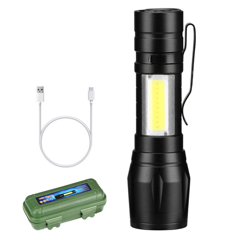 Portable LED Flashlight COB+XPE Tactical Torch Zoomable Focus Flashlights 3 Modes Waterproof Work Light Emergency Lanterna ► Photo 1/6