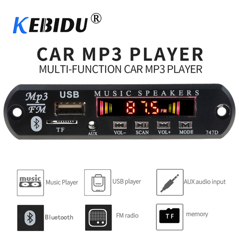New 5V 12V Bluetooth MP3 Decoder Board MP3 Player Decoder Board Car Kit FM Radio TF USB 3.5 Mm WMA AUX Audio Receiver ► Photo 1/6
