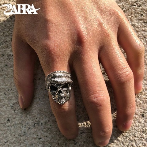 ZABRA Luxury Skull Ring 925 Silver Adjustable Size 6-13  Beard Rings For Men Gothic Vintage Punk Rock Biker Man Gift Jewelry ► Photo 1/5